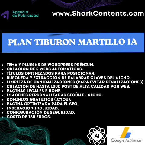 PLAN TIBURON MARTILLO IA - PACK DE 5 WEBS